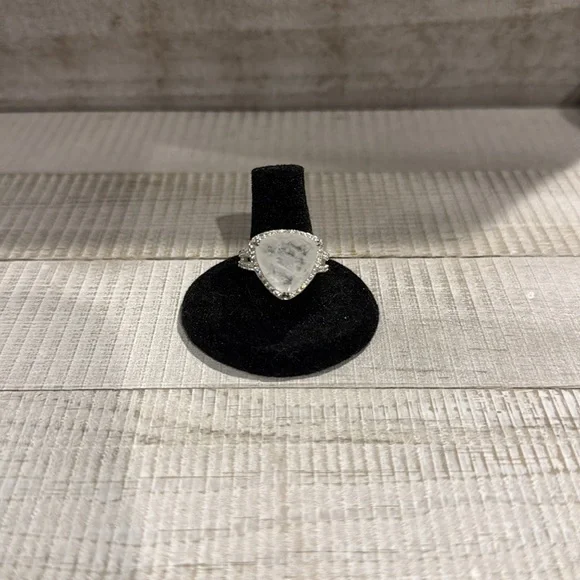 Bomb Party Resort Wear Silver Plated Lab Created White Quartz Ring - Picture 4 of 6